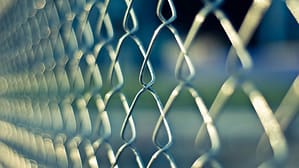 a closeup shot of metal fence